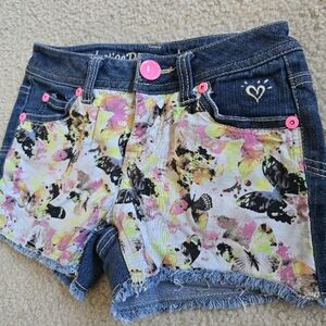 🌈 Justice GIRLS 7 Denim Butterfly Print Shorts